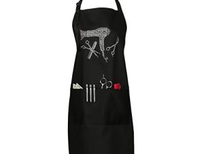 Rhinestone Hair Stylist Apron - Salon Apron for Hairdresser - 3 Pockets and Long Ties