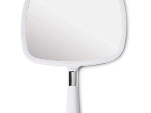 MIRRORVANA® Large Hand Held Mirror with Comfy Handle for Women and Men - Personal Barber Haircut Mirror to See Back of Head - Espejo de Mano - 9" x 13" (White)