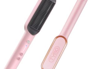 TYMO Ring Pink Hair Straightener Brush – Hair Straightening Iron with Built-in Comb