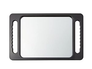 Handheld Mirror with Double Handles for Salons and Barbershops (Black