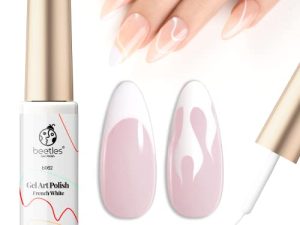 beetles Gel Polish Swirl Nail Art Gel Liner - 1 pcs 7ml Classic White Color Gel Art Paint for Nails Built Thin French Line Nail Art Brush in Gel Pens Soak off Manicure Salon DIY at Home