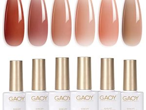 GAOY Icy Jelly Gel Nail Polish Set of 6 Colors Including Red Pink Nude Gel Polish Kit UV LED Soak Off Nail Polish Home DIY Manicure Nail Salon Varnish