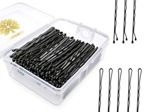 KANPRINCESS 100PCS 2Inches Hair Pins Kit Hair Clips Secure Hold Bobby Pins Hair Clips for Women Girls and Hairdressing Salon With Clear Storage Box(Black)