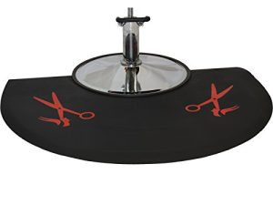 LCL Beauty 1/2" Semi Circle Anti Fatigue Beauty Barber Floor Mat with Red Salon Scissor Design