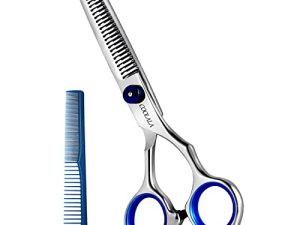 COOLALA Stainless Steel Hair Cutting Scissors Thinning Shears 6.5 Inch Professional Salon Barber Haircut Scissors Family Use for Man Woman Adults Kids