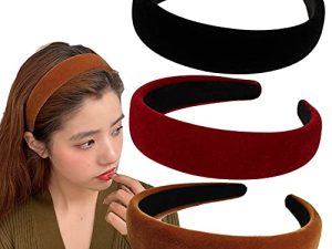 Velvet Wide Headbands for Women Soft Head Bands Diademas Para Mujer De Moda Hairbands for Women Girls Fashion No Slip Headband for Women Hairbands Hair Accessories (3 Pack-A)