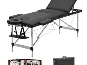 Comft Massage Table Portable Massage Bed 3 Folding 84 Inch Aluminium Frame Lightweight Height Adjustable Spa Bed Salon Bed for Home Office Living Room
