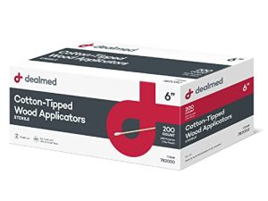 Dealmed 6" Cotton-Tipped Wood Applicators – 200 Sterile Cotton-Tipped Applicators