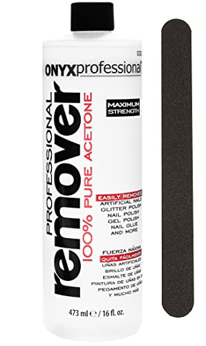 Onyx Professional 100% Acetone Nail Polish Remover Kit 16 Fl Oz Bottle With 7 Inch Nail File