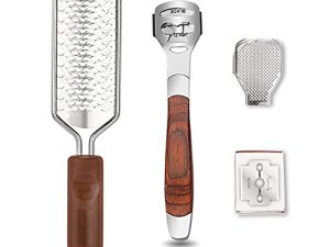 Colossal Foot Rasp & Wood Handle Callus Shaver (10 Replacement & 1 Foot File Heads)