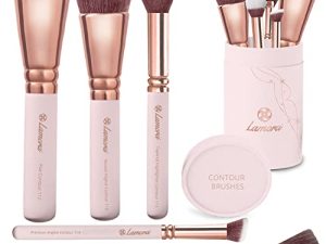 Pro Face Contour Brush Set - Synthetic Contouring Sculpting and Highlighting Kit - Cream Blush Powder Flat Nose Cheek Round Small Angled Fan Tapered Precision Kabuki Foundation Makeup Brushes