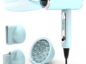 Funtin Hair Dryer Blow Dryer with Diffuser Brush Comb 1800W Full Accessories for Women Professional Tifunny Blue