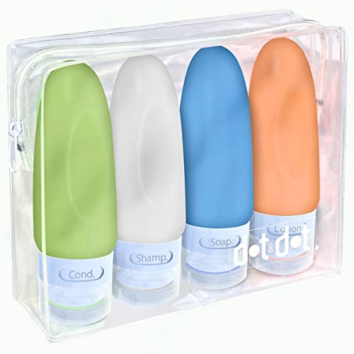Leak Proof Travel Bottles - Travel Containers for Travel Size Toiletries with TSA Quart Bag (4 Piece Travel Bottle Set Leak Proof Travel Bottles - Travel Containers for Travel Size Toiletries with TSA Quart Bag (4 Piece Travel Bottle Set