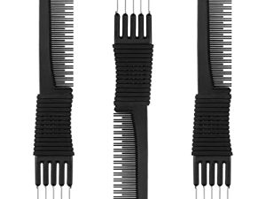 3 Pack Carbon Lift Teasing Combs with Metal Prong