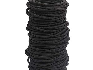GOSICUKA 120 pcs Black Hair Elastic for Thick and Curly No Metal Hair Ties Value Pack (3mm)