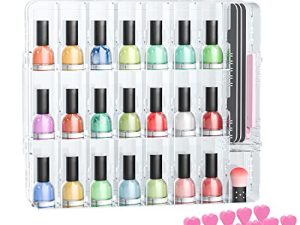 48 Bottles Universal Clear Gel Nail Polish Organizer Case Holder for Double Side Adjustable Space Divider for Acrylic Nail Gel Dip Powder Tips Set with Two Toe Separator