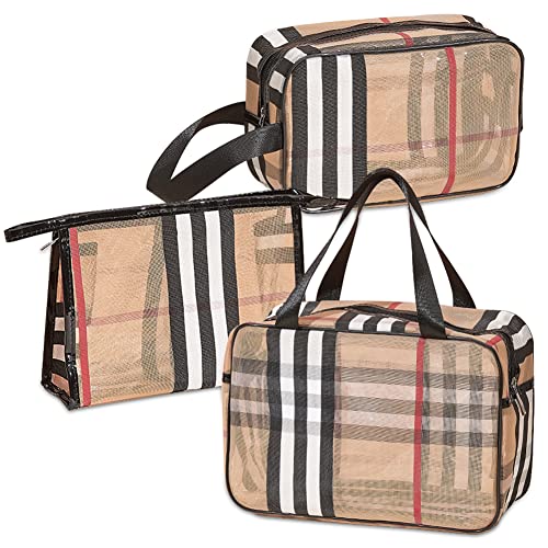 Veki 3 Pieces Set Plaid Striped Transparent Makeup Bag Waterproof Travel Cosmetic Bag Portable Makeup Bags Organizer for Women and Girls Toiletry Bag Pouch Travel Organizer Cases (Stripe) Veki 3 Pieces Set Plaid Striped Transparent Makeup Bag Waterproof Travel Cosmetic Bag Portable Makeup Bags Organizer for Women and Girls Toiletry Bag Pouch Travel Organizer Cases (Stripe)