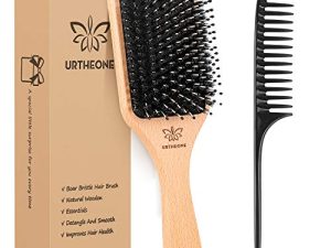 Hair Brush Boar Bristle Hairbrush for Thick Curly Thin Long Short Wet or Dry Hair Adds Shine and Makes Hair Smooth