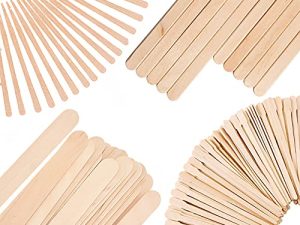 Mibly 4 Style Assorted Wooden Wax Sticks - for Body Legs Face and Small Medium Large Sizes Eyebrow Waxing Applicator Spatulas for Hair Removal or Wood Craft Sticks (250 Piece Set)