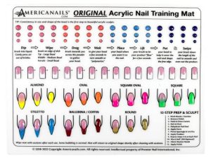 Americanails Acrylic Nail Training Mat - Silicone Trainer Sheet for Application Practice