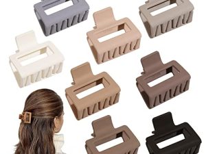 Hair Claw Clips for Women Thick Thin Hair - Medium Hair Clips Square Matte Claw Clips Small Rectangle Claw Clip Strong Hold Cute Jaw Clip Non-slip Hair Styling Accessories for Long or Shot Hair