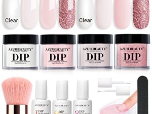 AZUREBEAUTY Nude Pink Glitter Transparent Neutral Skin Dip Powder Nail Starter Kit