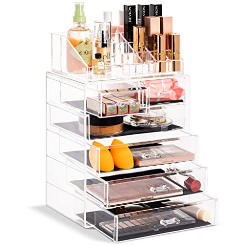 Sorbus Clear Cosmetic Makeup Organizer - Make Up & Jewelry Storage Sorbus Clear Cosmetic Makeup Organizer - Make Up & Jewelry Storage