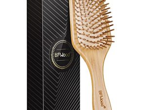 BFWood Bamboo Paddle Hairbrush with Bamboo Bristles for Massaging Scalp