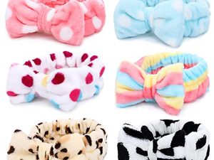 Spa Headband – 6 Pack Bow Hair Band Women Facial Makeup Head Band Soft Coral Fleece Head Wraps For Shower Washing Face