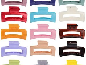 15 Pack Rectangle Hair Claw Clips Solid Color Hair Clips Stylish Elegant Barrettes for All Hair Types for Women Non-Slip Hair Jaw Clips
