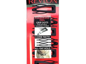 Revlon Rubberized Double Grip Black Hair Clips