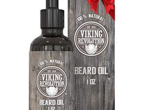 Viking Revolution Beard Oil Conditioner - All Natural Unscented Argan & Jojoba Oils - Softens