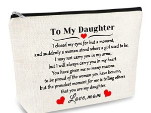 Daughter Gift from Mom to My Daughter Makeup Cosmetic Bag Christmas Birthday Graduation Gift for Daughter Wedding Gift Adult Daughter Gift Travel Toiletry Bag Daughter Bridal Shower Gift Make Up Pouch