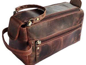 Rustic Town Buffalo Leather Toiletry Bag : Vintage Travel Shaving & Dopp Kit : for Toiletries