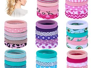 Hair ties for women-48PCS Ties for Thick Heavy or Curly Hair-No Slip Seamless Ponytail Holders-hair ties for girls-Long Lasting Braids- elastic hair ties(multi-color B-48PCS)