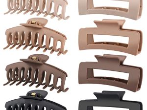 8 Pack 4.3 Inch Large Hair Claw Clips for Women Thin Thick Curly Hair