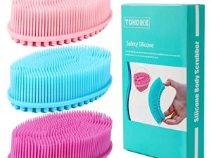 Silicone Body Scrubber Loofah - Set of 3 Soft Exfoliating Body Bath Shower Scrubber Loofsh Brush for Sensitive Kids Women Men All Kinds of Skin