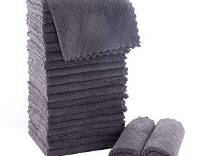 MOONQUEEN Ultra Soft Premium Washcloths Set - 12 x 12 inches - 24 Pack - Quick Drying - Highly Absorbent Coral Velvet Bathroom Wash Clothes - Use as Bath