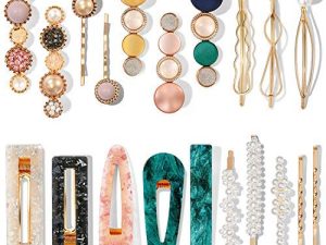 Mehayi 20 PCS Macaron Pearl Acrylic Resin Metal Fashion Hair Clips Set