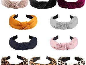 Ondder 10 Pack Headbands for Women Fashion Headbands Knotted Headband for Women Wide Womens Headbands Cheetah Headbands Turban Velvet Headbands for Women Non Slip Leopard Print Head Band Head Bands Hair Accessories for Women Girls