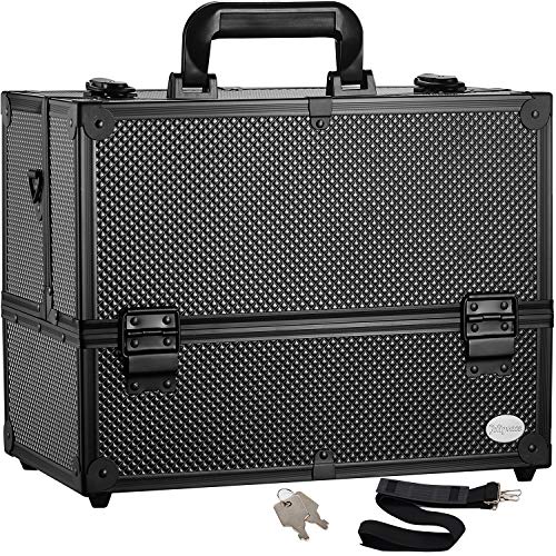 Makeup Train Case Professional Adjustable - 6 Trays Cosmetic Cases Makeup Storage Organizer Box with Lock and Compartments 14 Inch Large Black Makeup Train Case Professional Adjustable - 6 Trays Cosmetic Cases Makeup Storage Organizer Box with Lock and Compartments 14 Inch Large Black