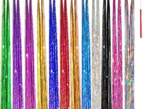 Hair Tinsel Kit 12 Colors 48 Inch 2600 Strands Hair Tinsel Strands Kit With Tools